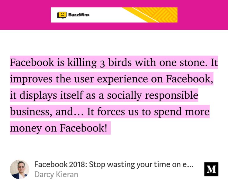DarcyKieran's tweet photo. “Facebook 2018: Stop wasting your time on engagement. Focus on selling.” — https://t.co/Ms0J9kk3H2 https://t.co/Ys098E95EA
