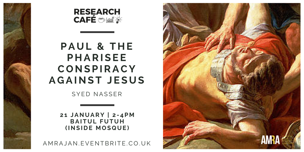 amra_research's tweet photo. AMRA RESEARCH CAFE - JAN 21

We invite you to join us for our first research cafe for 2018. Its an exciting one too! @SyedMSNasser will present decades of research on how St. Paul perverted Jesus' true teachings. There are limited places, sign up here: https://t.co/5Ficg7Q63r https://t.co/8jdsLpdMdQ