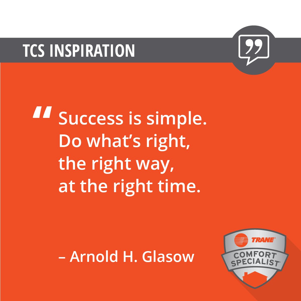 tcsdealer's tweet photo. “Success is simple. Do what’s right, the right way, at the right time.” – Arnold H. Glasow
#quotes #quote #hvac #hvactech #acexpert https://t.co/qMYzLjxhRj