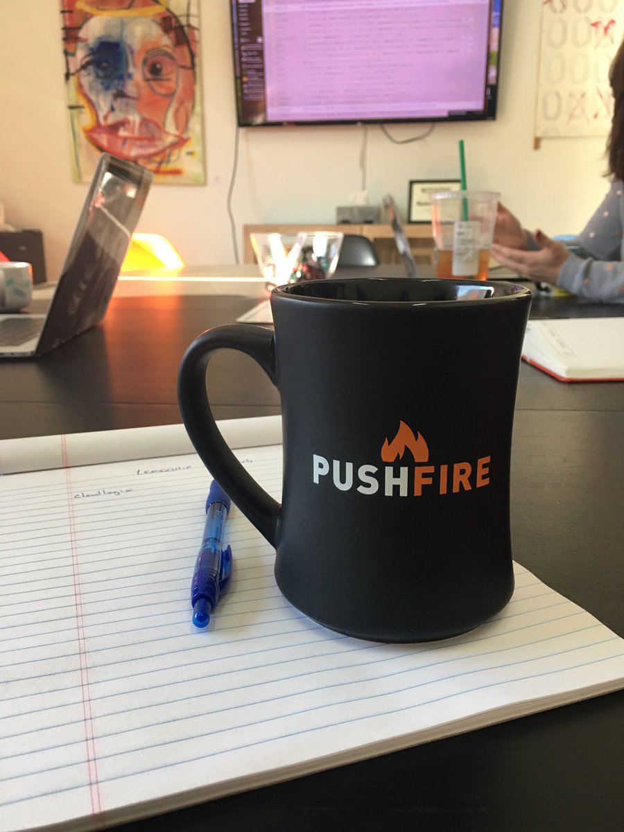 aaroneaves's tweet image. Morning meeting powered by @PushFire ☕️