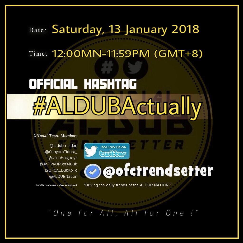 TEAM OAT ᴬᴰᴺ (@ofctrendsetter) on Twitter photo #ALDUBActually ,ALDUB pa rin talaga 😊
<a href="/mainedcm/">Maine Mendoza</a> <a href="/aldenrichards02/">Alden Richards</a> , just be happy.
Happy weekend ALDUBNATION! #ALDUBActually ,ALDUB pa rin talaga 😊
<a href="/mainedcm/">Maine Mendoza</a> <a href="/aldenrichards02/">Alden Richards</a> , just be happy.
Happy weekend ALDUBNATION!