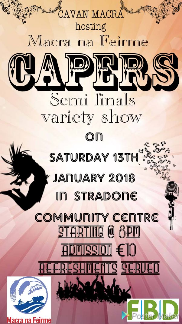 Best of luck to <a href="/macra_cavan/">Cavan Macra</a> who are hosting the <a href="/MacranaFeirme/">Macra na Feirme</a> Capers Semi Final tomorrow night in Stradone Community Centre. Best of luck also to Ramor Macra and <a href="/kilnaleckmacra/">Kilnaleck Macra</a> who are competing on the night. #macra #capers