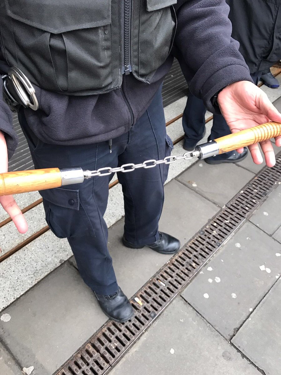 MetTaskforce's tweet image. PD Rammer was deployed at #Dalstonjunction with @MPSHackney on a passive operation... Searches produced a variety of weapons and drugs including a knife and nunchucks!