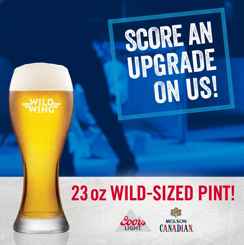 Support your Canadian NHL teams. C'mon in, watch your fav Canadian team, &amp; get a wild size pint for the price of a regular pint. 
Find your nearest Wild Wing: ow.ly/GFkk30hJRk9