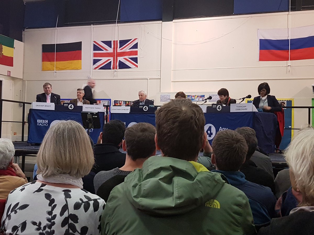 WyedeanP's tweet photo. Jonathan Dimbleby in G15 - who'd have thought it?! Well done to Mr Motson for organising this great event for Wyedean, a really interesting night. Just disappointed Mr Lane didn't get to ask his question! #BBCAQ https://t.co/ykz6B4M2x3