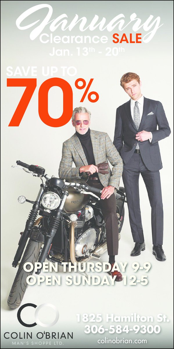 Tomorrow (January 13th) we start our week-long winter sale! Come on down for 20-70% off all manner of clothing and accessories