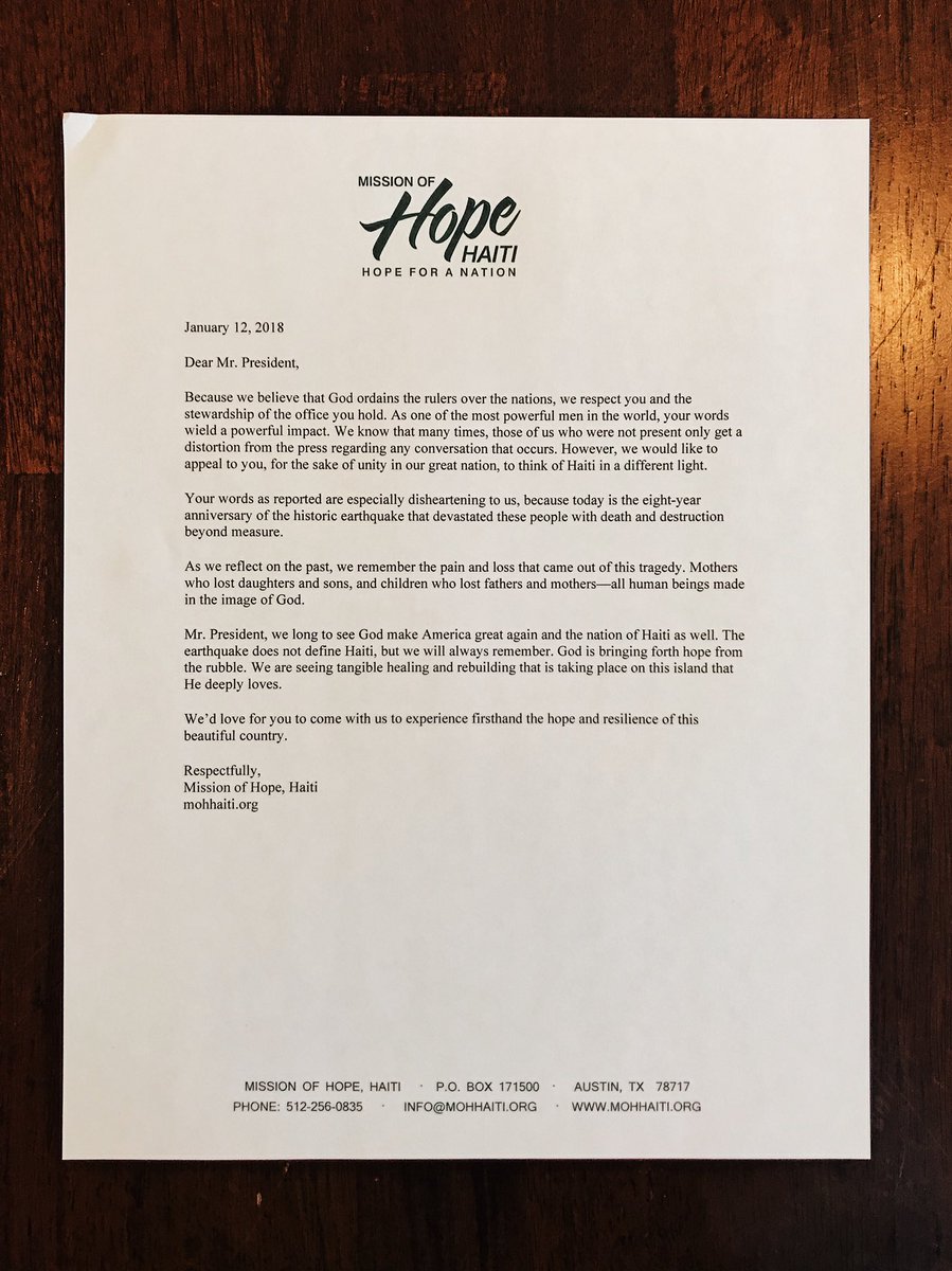 Dear Mr. President mohhaiti.org/mr_president #thisishaiti <a href="/realDonaldTrump/">Donald J. Trump</a> <a href="/POTUS/">President Donald J. Trump</a>