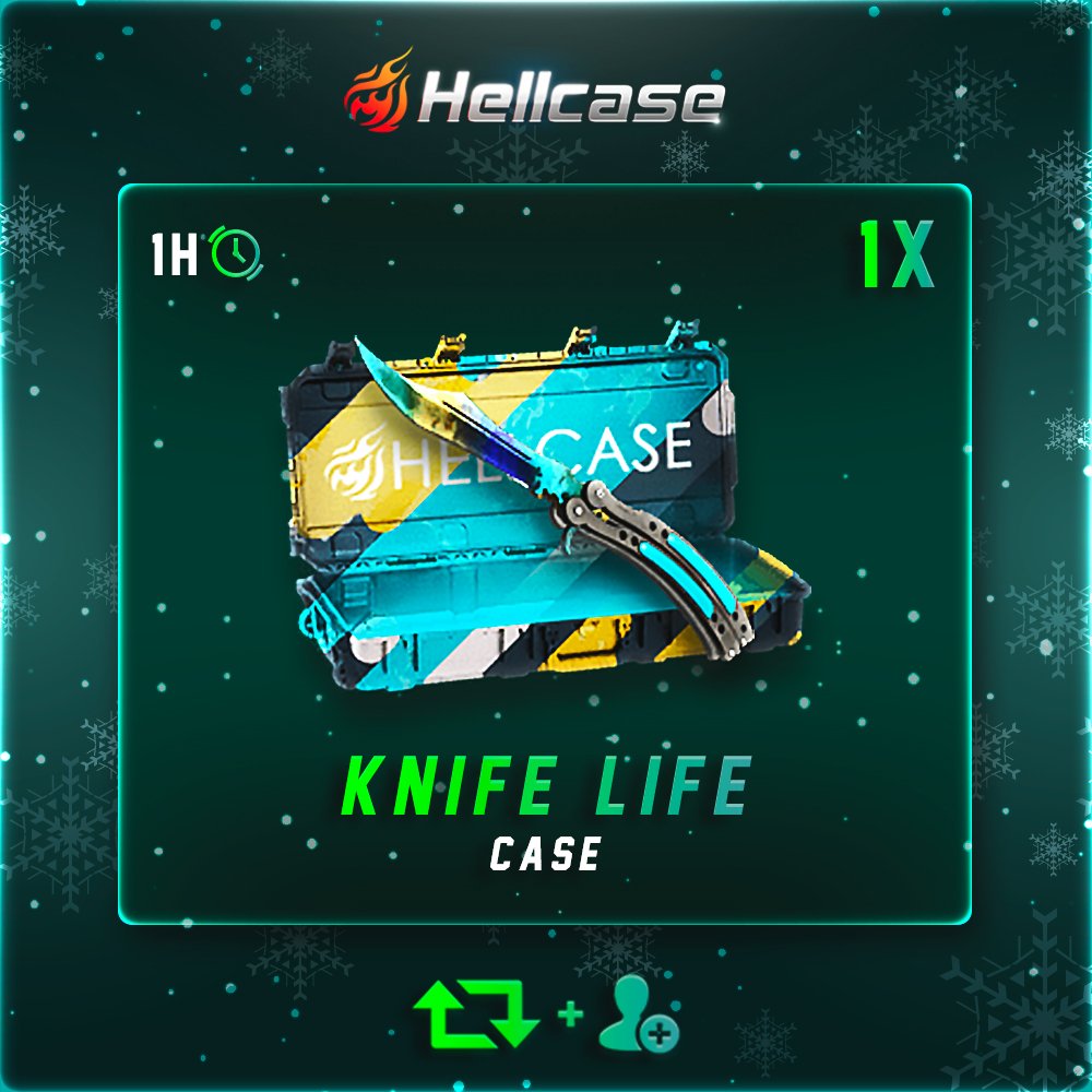 hellcase's tweet photo. ❄️ Knife Life Case #Giveaway:

⛄️ JOIN CHRISTMAS GIVEAWAY: https://t.co/5QeN4pc1Rp  
⛄️ Like + RT + Follow us
⛄️ Paste your profile URL

🏆Winner in 1 hour! https://t.co/XjIINmfFw1
