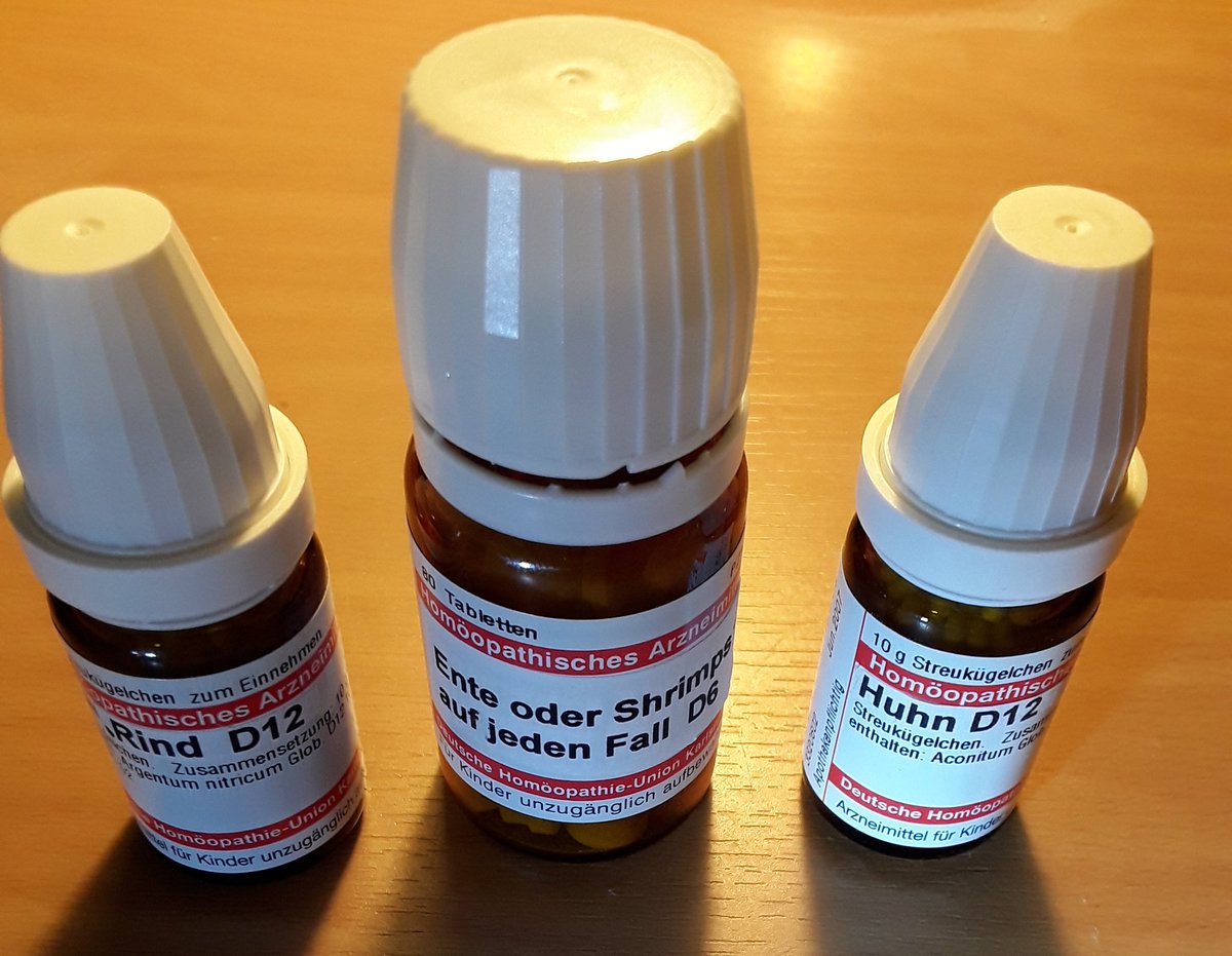 Probieren Sie doch mal meine neuen Globuli Huhn, Rind, Ente oder Shrimps.