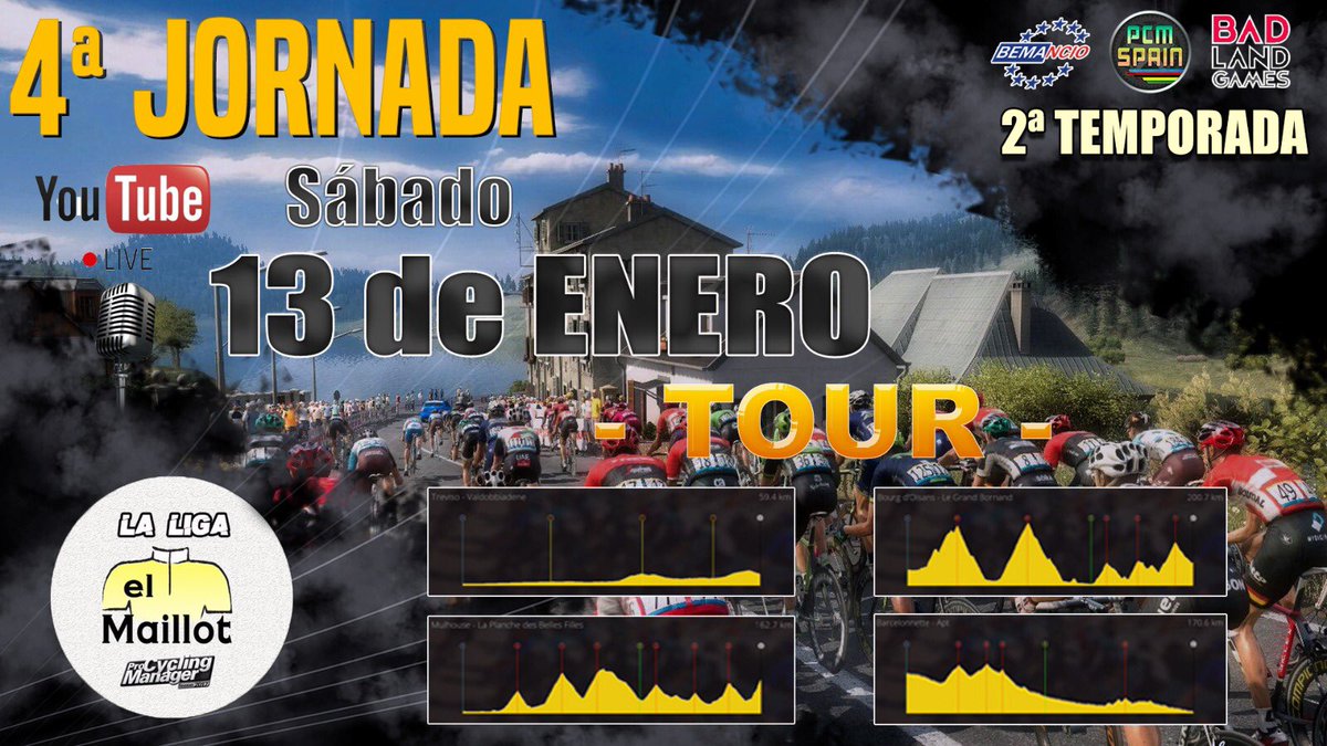 📝 PREVIA 📝

¡Descubre los secretos de la 4ª jornada de la #LigaPCMElMaillot! 😱

¡Un nuevo Tour y muchos puntos en juego! 🚴🏻‍♂️🎮

⏰ 20:00h.

Por <a href="/ale_pereirac/">Alejandro Pereira</a> ✍️

📲 elmaillot.es/previa-4jornada