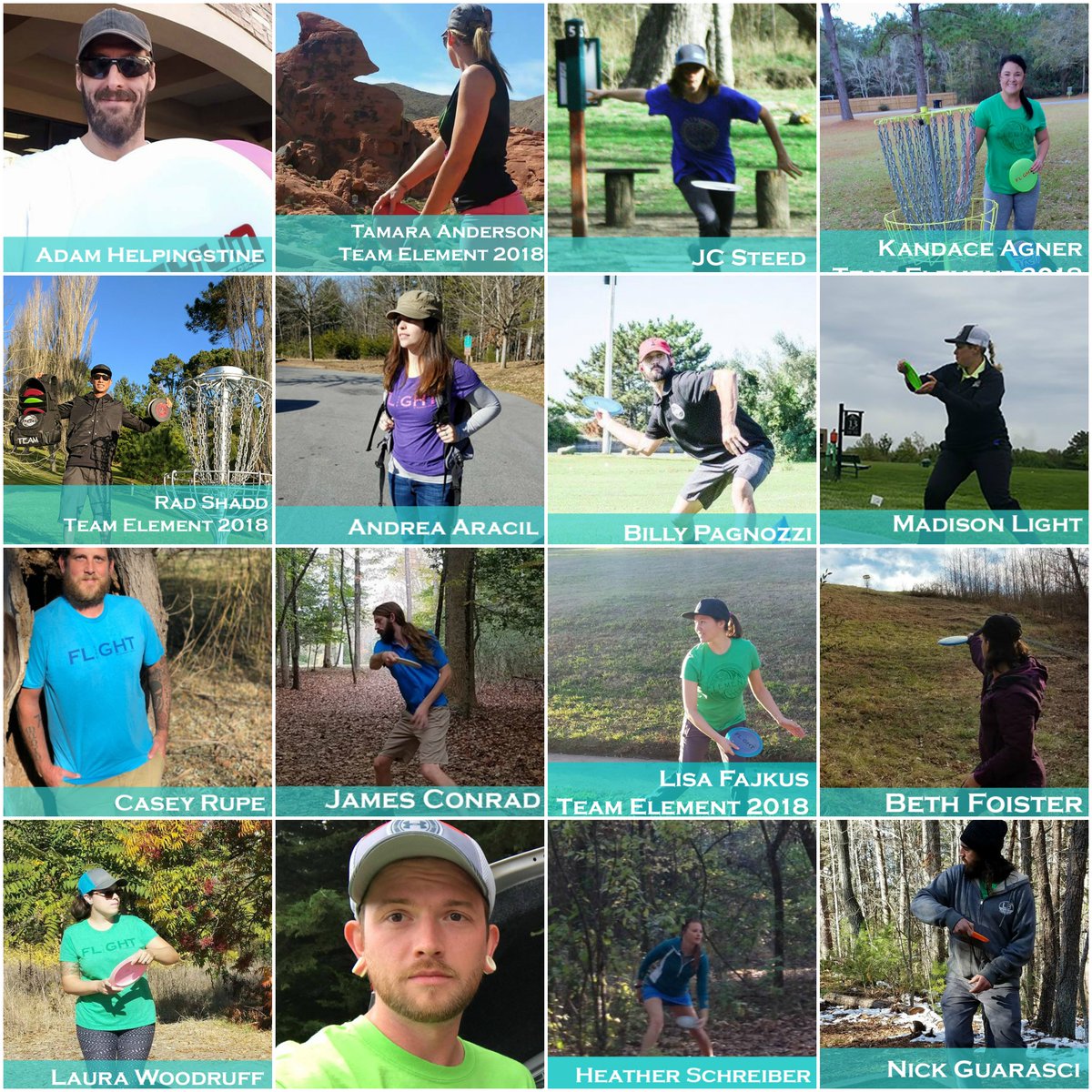 ElementDiscs's tweet image. Hope you all enjoyed our announcements of #TeamElement for 2018!  We are pleased to have these fine folks representing #ElementDiscs out there playing some #discgolf this year!  #discgolfeveryday #pdga #innovadiscs #