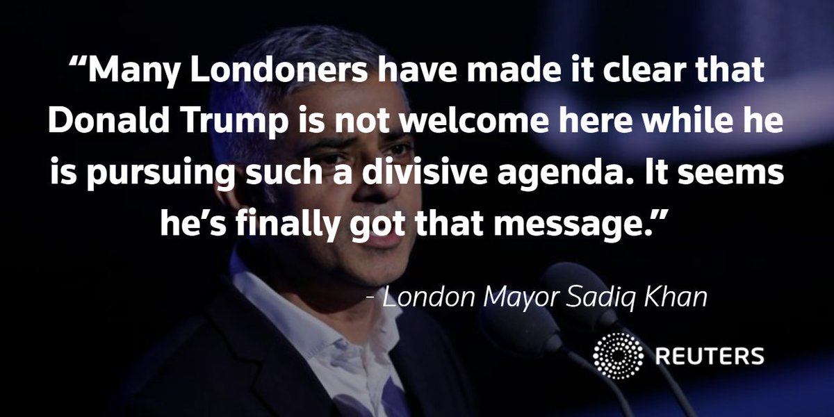 Reuters's tweet photo. Trump cancels Britain trip, blames Obama for 'peanuts' London embassy deal https://t.co/99X3cA9IMW https://t.co/bYXSnh1e84