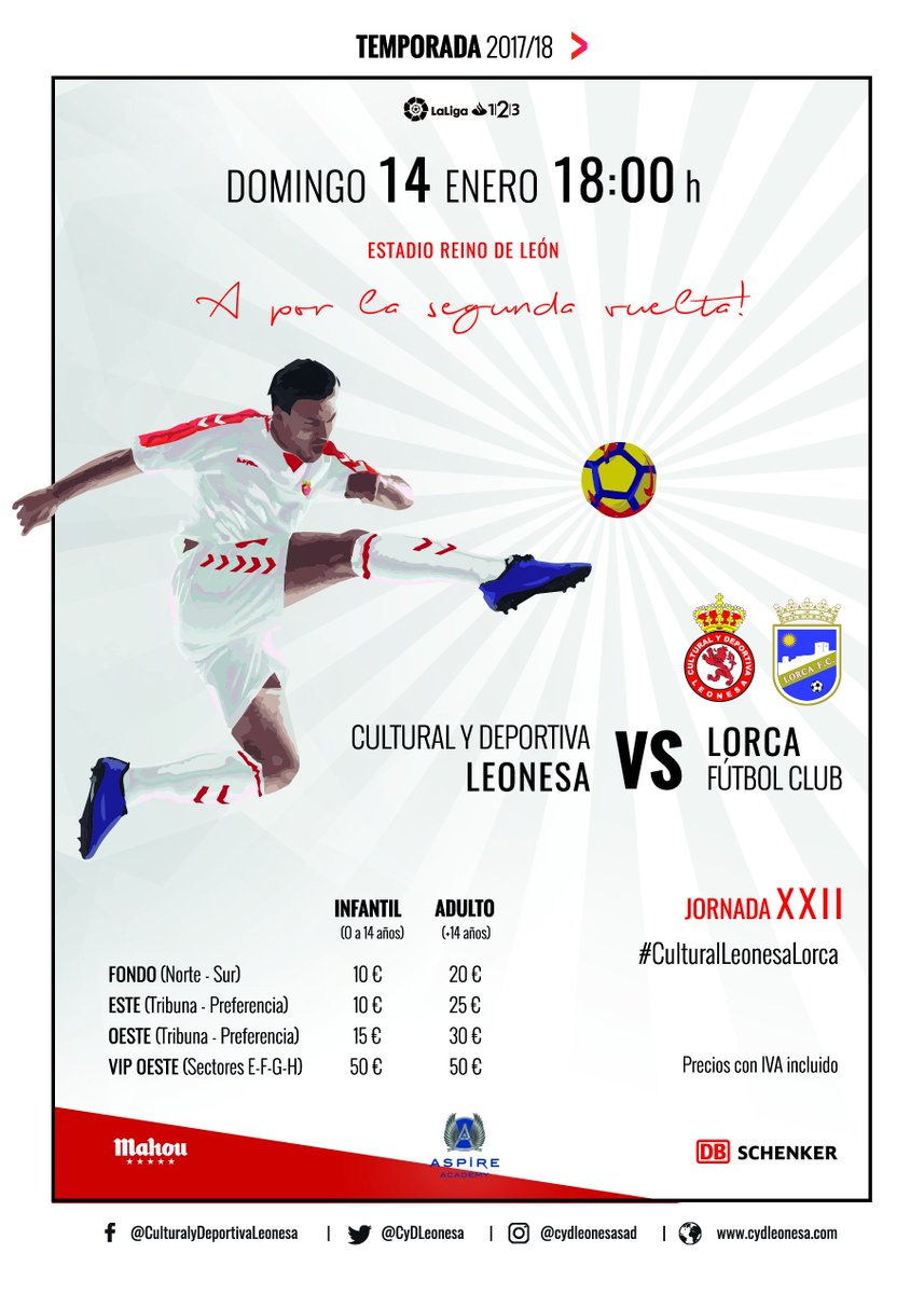 CyDLeonesa's tweet photo. ¡Este domingo comienza la Segunda Vuelta en el Reino!
¡Tres puntos de oro en juego! ¡Todo por ganar!⚽️⚽️⚽️
18:00 H / @CyDLeonesa - @LorcaFCSAD
#CulturalLeonesaLorca
#AupaCultu https://t.co/edtyI2MGNV