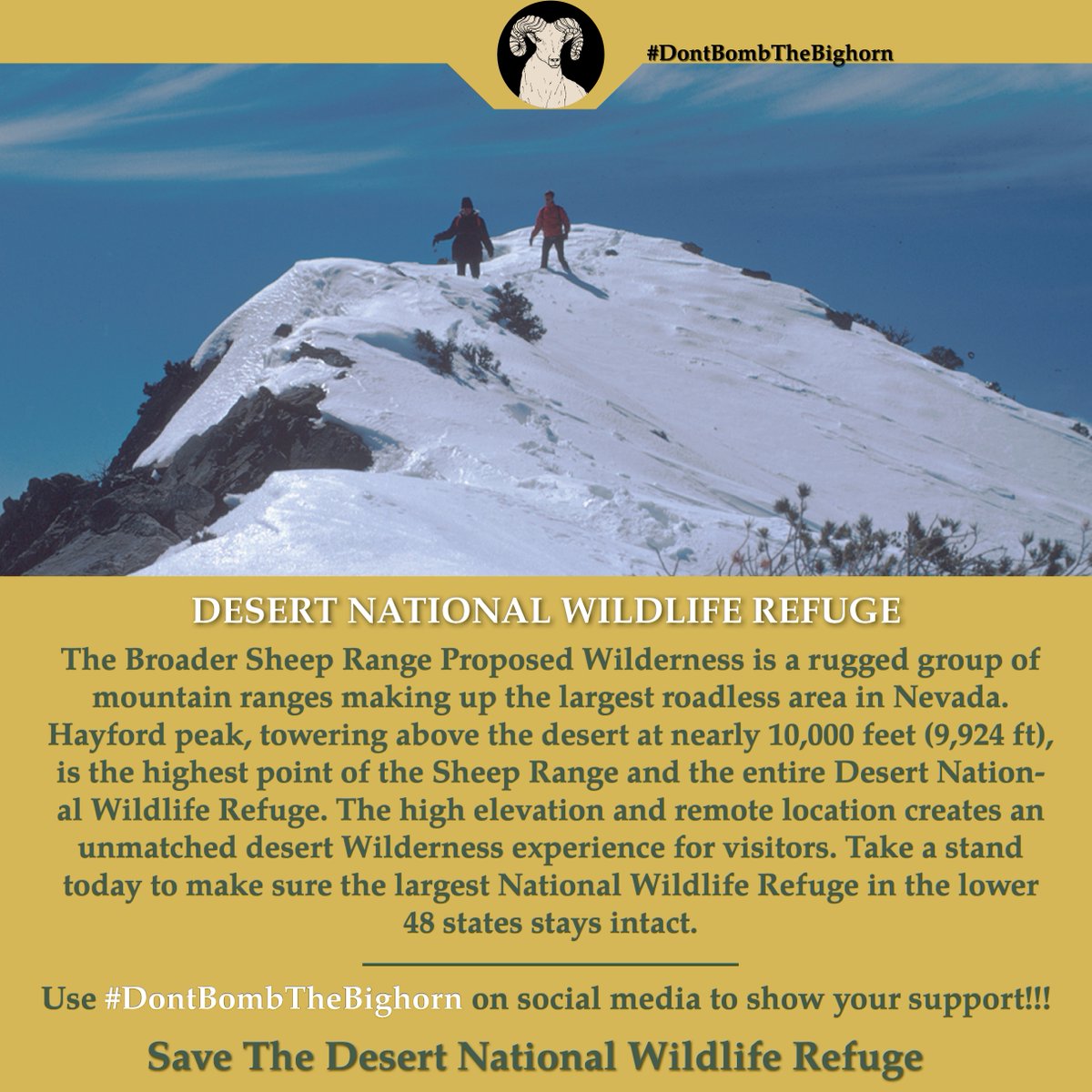friendsofnvwild's tweet photo. If you are looking for solitude in Southern Nevada this weekend, look no further than the Desert National Wildlife Refuge. Get your R&R on. Rest and relaxation in the Rugged and Remote Sheep Range via Alamo Road. #DontBombTheBighorn #SaveTheDesert https://t.co/40TgmIvU2N