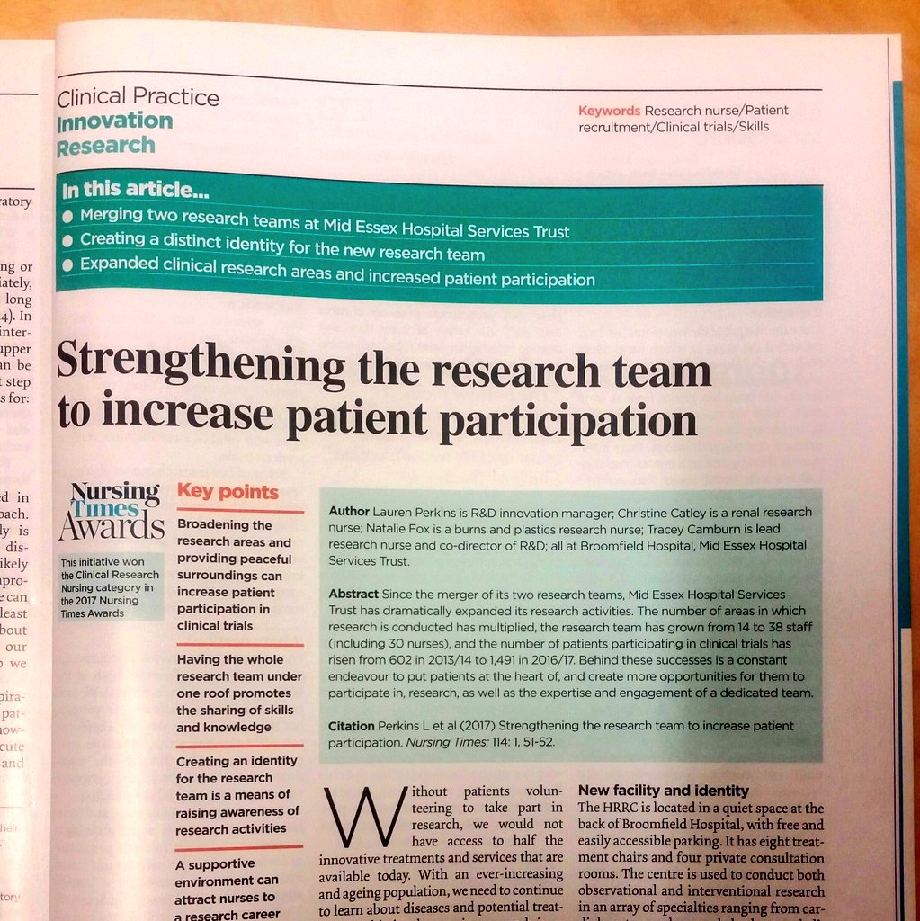 MSEResearchTeam's tweet photo. 💙Brilliant to see our Nursing Times article in print today!💛 @broomfieldnhs @NursingTimes @dollyblue3 https://t.co/6VTrr9vaMt