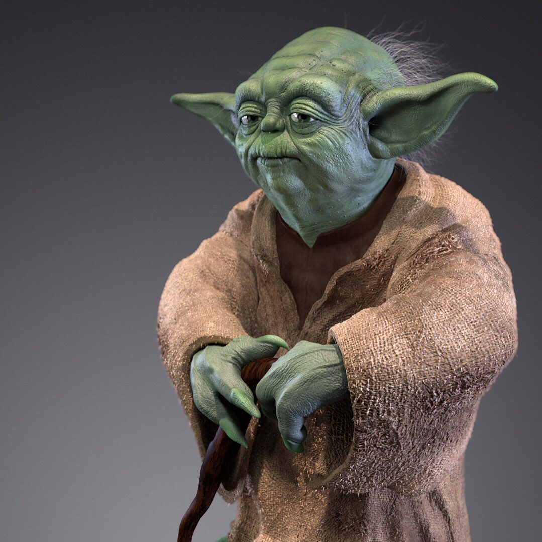 ChrisHWatson's tweet photo. I’m giving away 10 #StarWars  #Yoda models I made in #zbrush and #C4D to my first 250 followers! #FOLLOW and #RETWEET for a chance to get him for free, and you’ll also get my #animation #character #rig when it’s complete! https://t.co/GnTLjiao3w