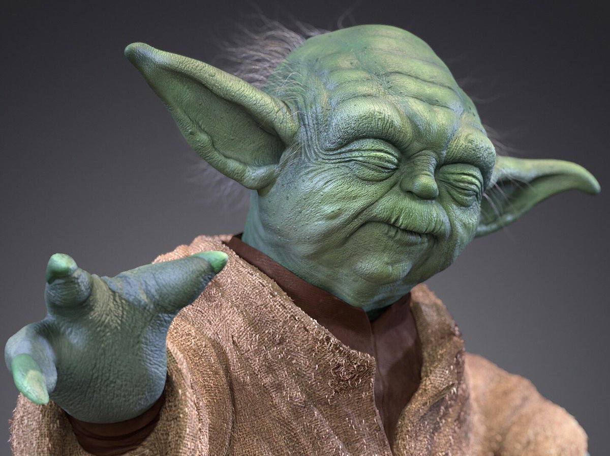 ChrisHWatson's tweet photo. I’m giving away 10 #StarWars  #Yoda models I made in #zbrush and #C4D to my first 250 followers! #FOLLOW and #RETWEET for a chance to get him for free, and you’ll also get my #animation #character #rig when it’s complete! https://t.co/GnTLjiao3w
