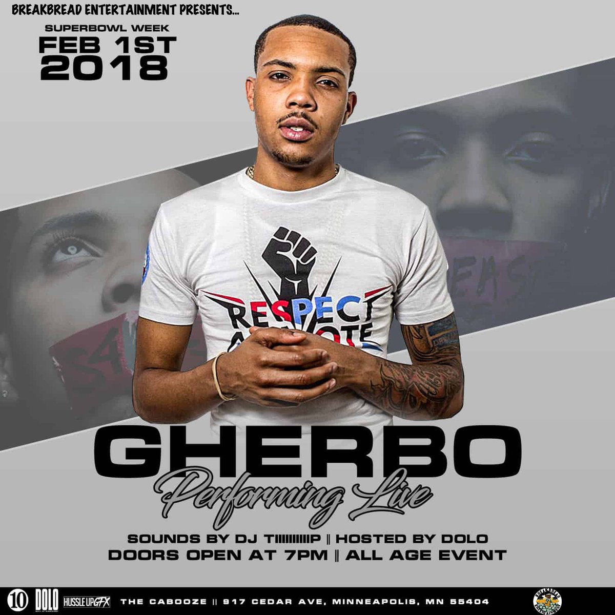 Breakbread's tweet image. Breakbread Entertainment Presents... "G Herbo" Performing  Super Bowl Weekend Feb. 1st @ The Cabooze in Minneapolis, MN @caboozempls @gherbo #SuperBowlLII #BBE #ItsBreabread #Minnesota #Minneapolis #hiphop #concert #gherbo
