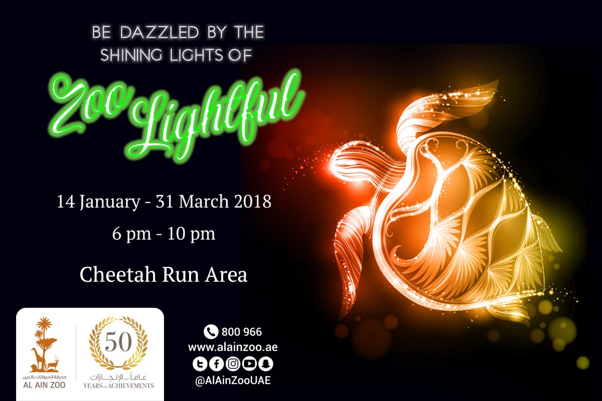 AlAinZooUAE's tweet photo. World full of lights awaits you in #Zoolightful
14 January – 31 March 2018 https://t.co/MYEfs6wsxF