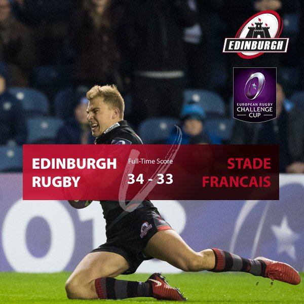 EdinburghRugby's tweet photo. FULL TIME | Edinburgh seal the win in dramatic fashion as Rasolea's late score seals our passage to the knockout stages! (34-33)
#EDIvSFP https://t.co/IMJnUTTtat