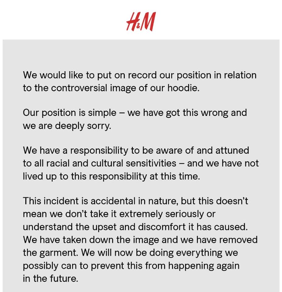 RAVLaboratory's tweet photo. Have you guys seen what H&amp;M had to say about this situation? #HM #fashion 

Read more about it here: https://t.co/hmF6aqpS9u https://t.co/gemWl3F2sf