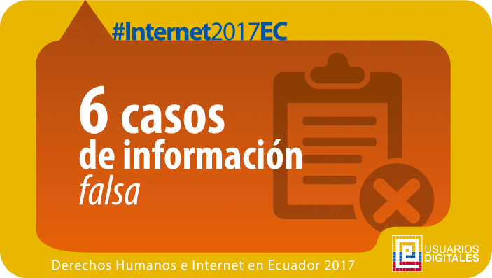 usuariosdigital's tweet photo. #Internet2017EC 6 casos de información falsa donde estuvieron involucrados actores políticos registrados en el 2017 Derechos Humanos e Internet en #Ecuador
https://t.co/cq9rk9ZkuT https://t.co/8gw5YYeKqw