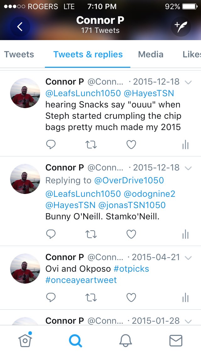 ConnorP2's tweet photo. Went to tweet a pic at O of his jersey in the Guelph rafters but found this. Guess all it took was a couple poor name suggestions a few years ago to get the block from @odognine2 @OverDrive1050 @HayesTSN #missyaO https://t.co/qzMg1hzVKG