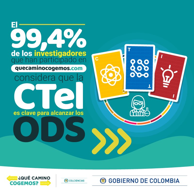 MincienciasCo's tweet photo. Ellos lo tienen claro: la Ciencia, la Tecnología y la Innovación -CTeI- son fundamentales para avanzar en los Objetivos de Desarrollo Sostenible -ODS-. Aún puedes participar en https://t.co/Jqb9S1eDNp. https://t.co/WnbMkMeaj7