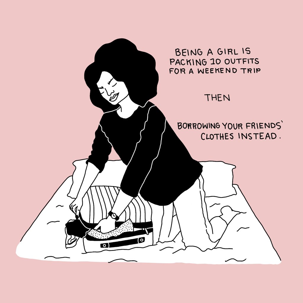 There's always a friend who is currently "borrowing" your clothes...⠀Illo by <a href="/leeandracianci/">leeandra rae cianci</a> #truth #giveitback