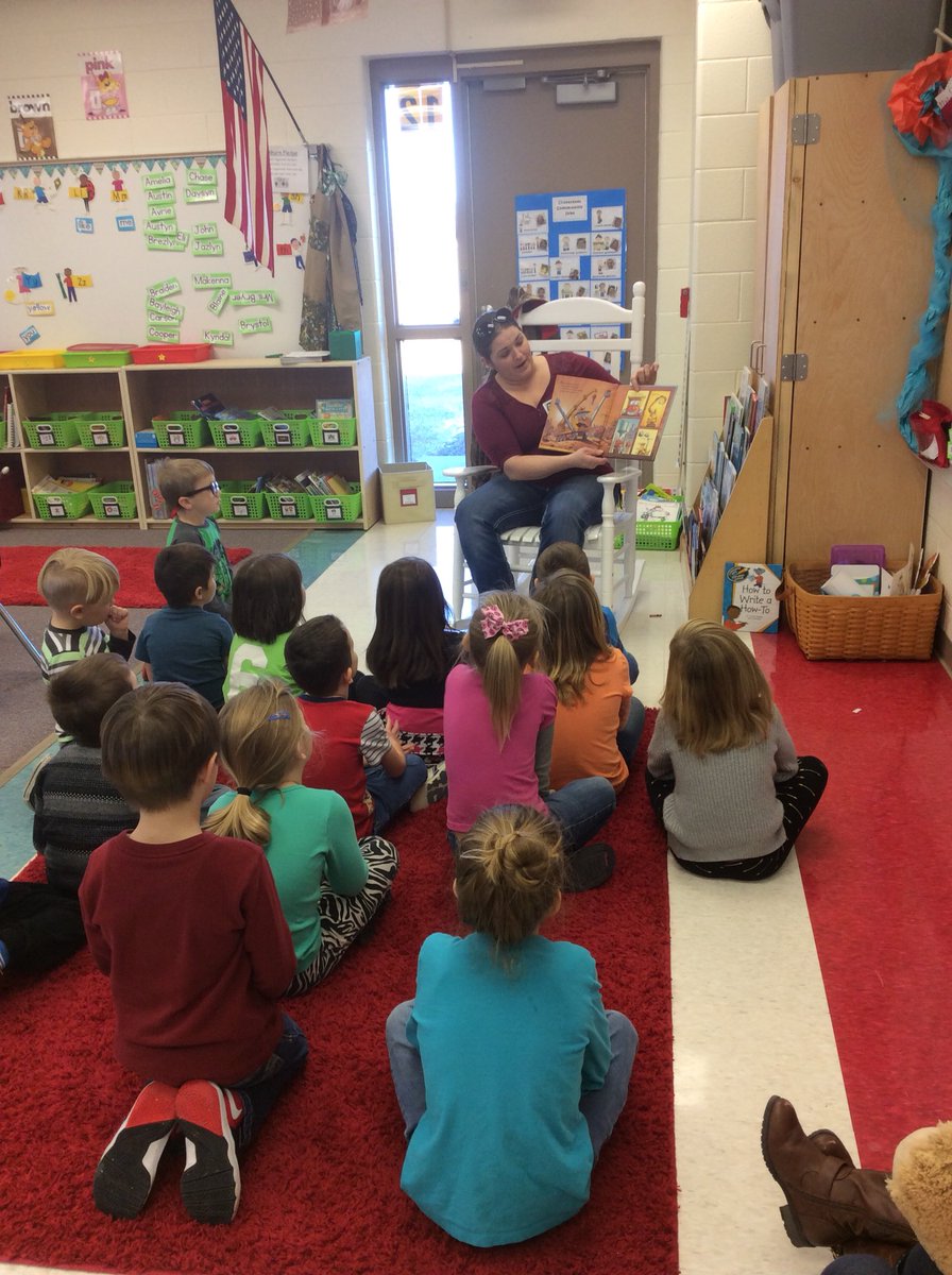 BryerKinders's tweet photo. We had our first Mystery Reader today! The children were so excited to listen to the clues and guess who our visitor was. It was obvious it was one of Austin’s  favorite books because he chimed in as his mom read to us.#essd40 https://t.co/LQqrchBQTj