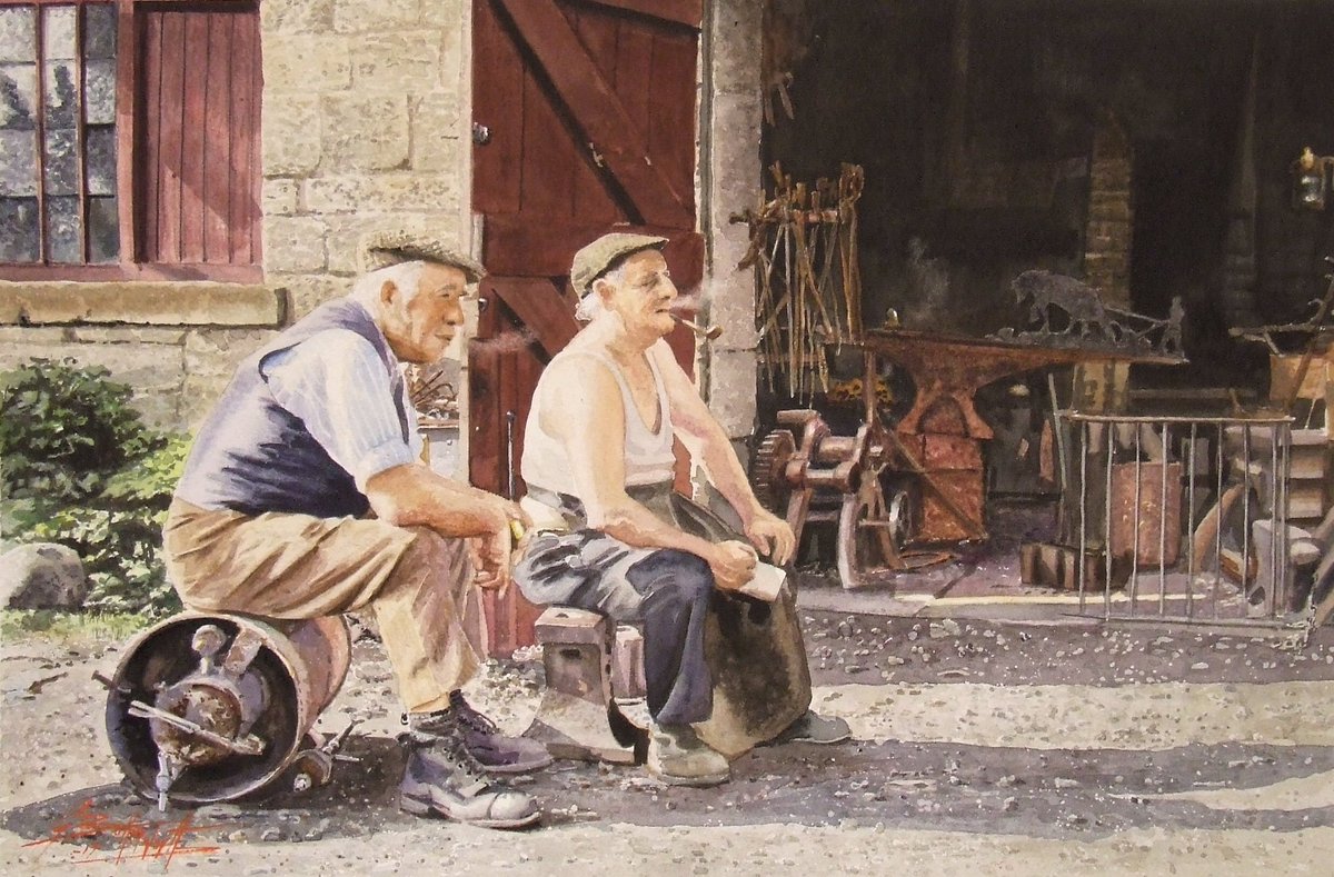 castletonOL11's tweet photo. THE BANK GALLERY, CASTLETON RE-OPENS THIS WEEKEND...please come and join us 
"Brew Time" #Watercolour #GeoffButterworth @Beamish_Museum 
Saturday &amp; Sunday 12.00 - 4.00pm https://t.co/l4jO6G7khb