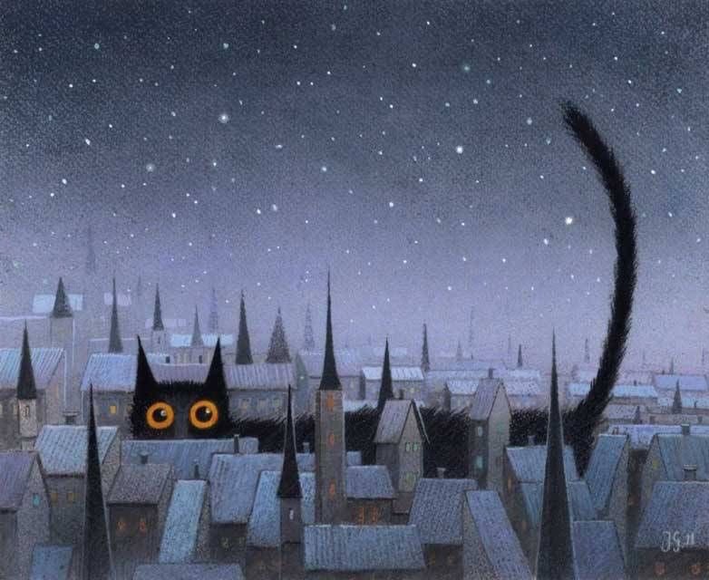 Musk_DaiIy_news's tweet photo. Finally until I start again tomorrow is this artist Jerzy Gluszek.   Polish Freelance Illustrator and cat lover too!
Nighty night. Sweet dreams. Helen.😊👨🏻‍🍳 https://t.co/Xypq5eNAS3