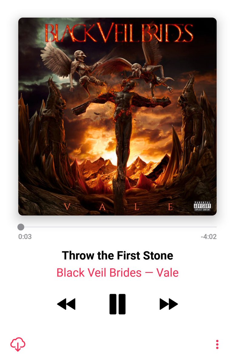 SamLW96's tweet photo. Having had 2 days now to solidly get into the new #BVB record, it's official that I've picked a favourite song! #ThrowTheFirstStone is killer! ๐ค๐ป #Vale #BlackVeilBrides https://t.co/MwwlO02NAB