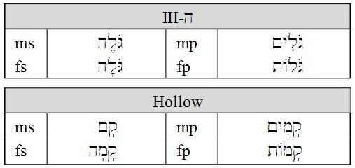 Hebrew Weak Verb Participle