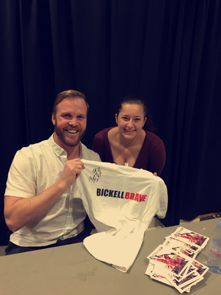 emsluss's tweet photo. I met one of my heroes tonight @bbicks29 thanks to the @NHLCanes, I only fangirled just a little bit😭☺️ #BickellBrave https://t.co/jSgUmmOpp8