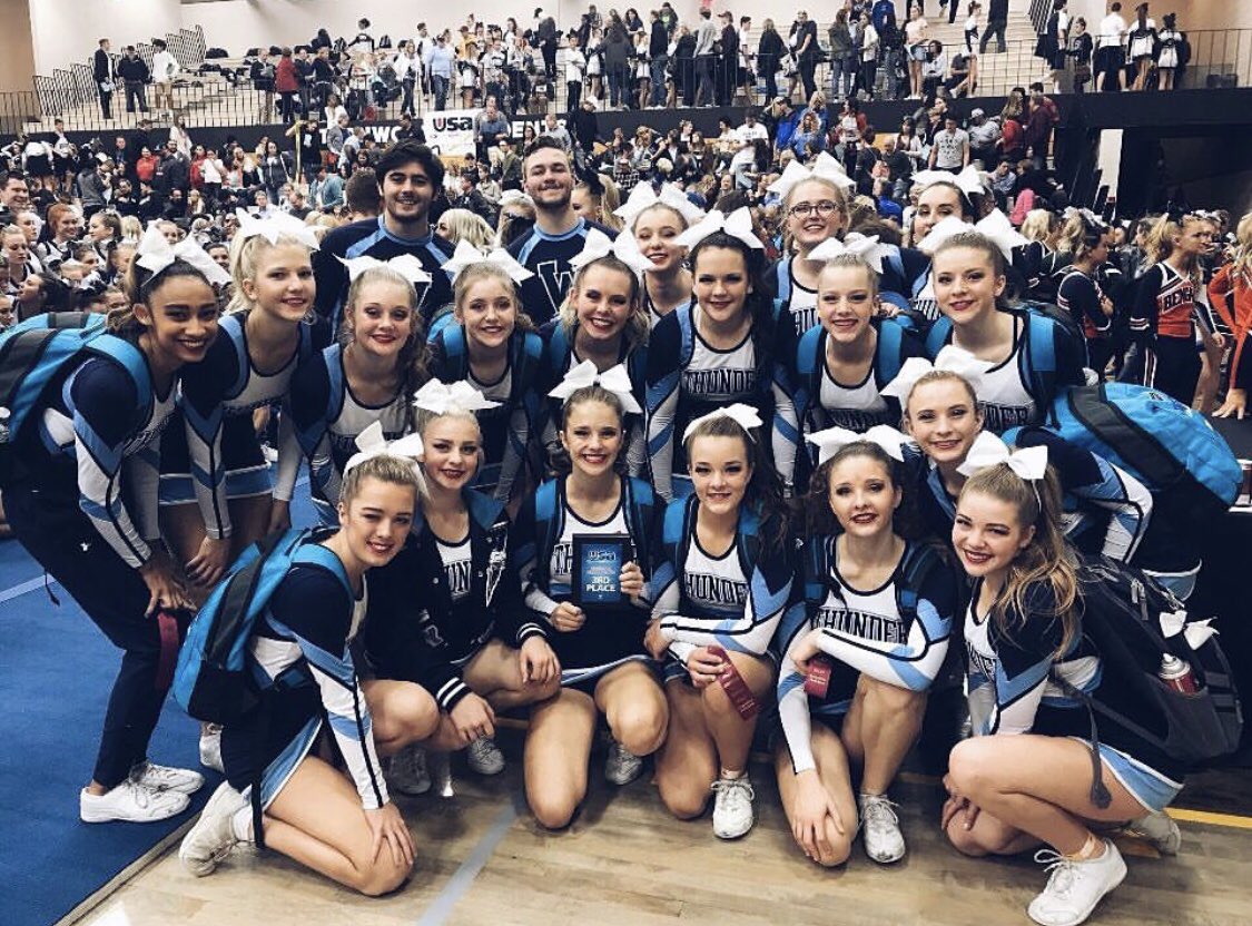 whscheer_squad's tweet photo. Our region cheer competition is tomorrow and we are PUMPED. 👊🏼🤸🏼‍♀️💙 Come out and support @ Maple Mountain High School. JV starting @ 12:30 and Varsity to follow! #WOD ⚡️ https://t.co/kAF8sPFP8j