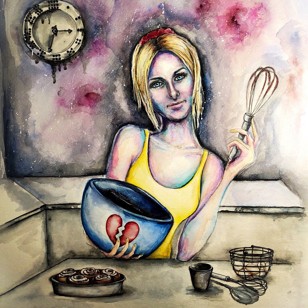 WeadockMichelle's tweet image. 💔
She’s a baker with smile. 
#playonwords #tearinmyheart #latenightbaker #watercolor #coloredpencil 
@jennaajoseph
