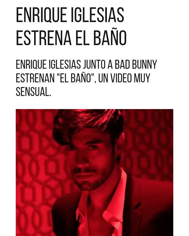 ¡Ojo, no es lo que parece! 👇😨
Sino un nuevo track que reúne todos los ingredientes necesarios para ser un Hit: ritmos latinos, una buena fusión con el reggaetón y un video sensual.🔥🎉 Fuente: cmtv.com.ar
#news #enriqueiglesias #badbunny #elbaño #hit #2018