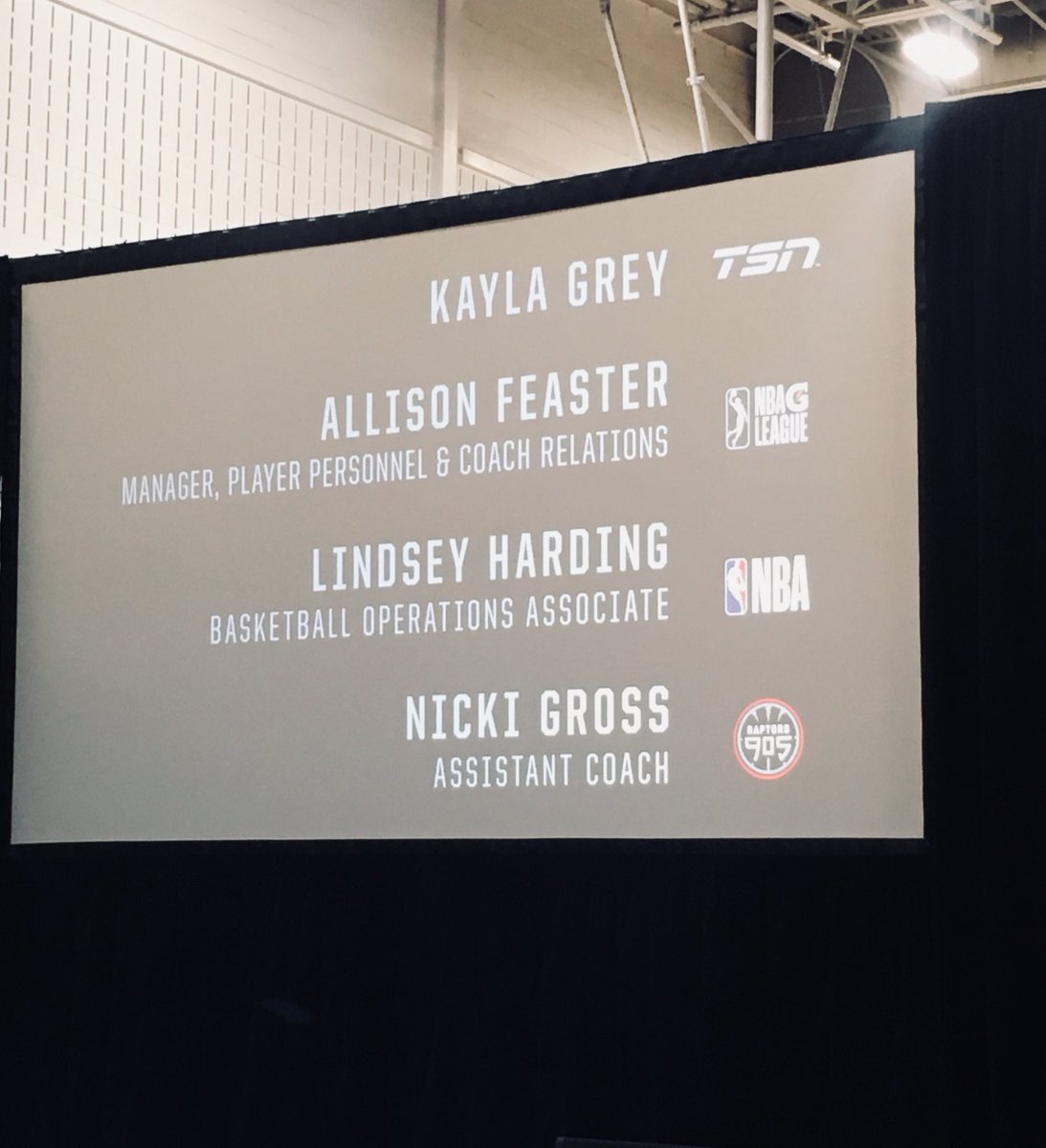 Shes4Sports's tweet photo. Talk about #shethenorth women magic! Our founder Ainka Jess is at the #GLeagueShowcase hearing from women in the #nba industry talk about their careers and passion for #sport #showcasingsuccess @Raptors @Raptors905 #raptors #watchmework
#mlse #nba @NBA @Kayla_Grey https://t.co/m9KjF9o0rH