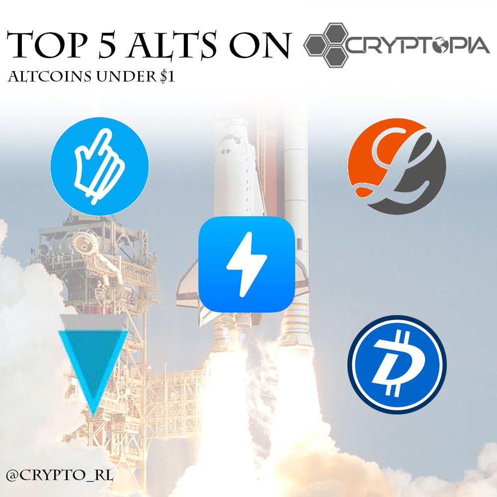 Crypto_RL's tweet photo. TOP 5 #Altcoins under $1 on #Cryptopia 
$ZAP $LINDA $XVG $DGB $ACC
Register here before you are to late: https://t.co/CJjfdl4K2W 
don't forget to follow me for more #Crypto tips! https://t.co/pZzMvor1Bm