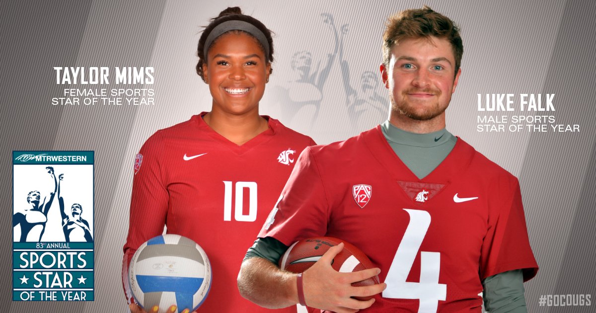 WSUCougars's tweet photo. Taylor Mims and Luke Falk are nominated for @SeattleSC's Female and Male Sports Star of the Year! 

Vote ✅ >> https://t.co/a2SOwVxt0x

#GoCougs #RiseAgain #JoinTheHunt #83SSY https://t.co/h4MDTtMt2j