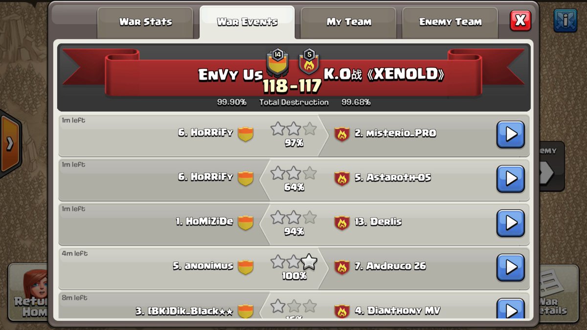 Brian_Envy_Us25's tweet photo. Unstoppable!! Gracias por esta emocionante guerra que se definió en los últimos min de guerra @clanKOwar https://t.co/O1pZPG794z