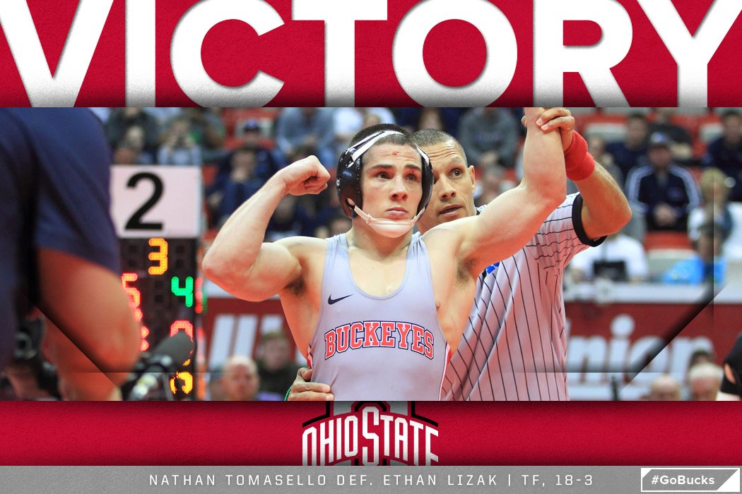 wrestlingbucks's tweet photo. NaTo DOMINATES in an 18-3 tech fall for the Top-5 win.

TEAM SCORE:

🌰 17
🐿 0

#GoBucks https://t.co/EMN6znmcq3