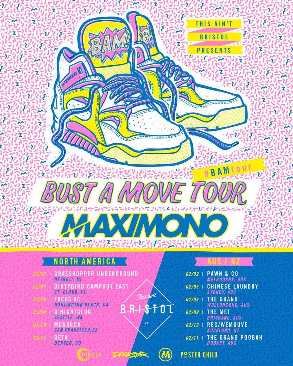 ThisAintBristol's tweet photo. BAM! Can't wait to send @maximono both sides of the globe beginning of February to 'Bust A Move'! The boys can't wait to hit the US again and finally debut Down Under! Turn up if you're around. Dates and ticket links: https://t.co/b8yYgFEnfl
#bamtour https://t.co/KadvnaJMUF
