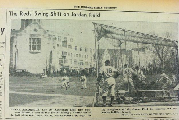 Reds's tweet photo. #OTD in 1943: The #Reds announce Indiana University as the club’s spring training site for the duration of World War II. Teams were ordered by Commissioner Landis to train north of the Ohio River and east of the Mississippi River to save on travel.

(📸 Indiana Public Media) https://t.co/TZBaZb8Gd9