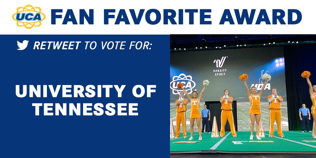 UCAupdates's tweet photo. UCA College Game Day Championship Coed Fan Favorite:

RT to vote for @TennesseeCheer #UCAnationals https://t.co/5mtDPB23MQ