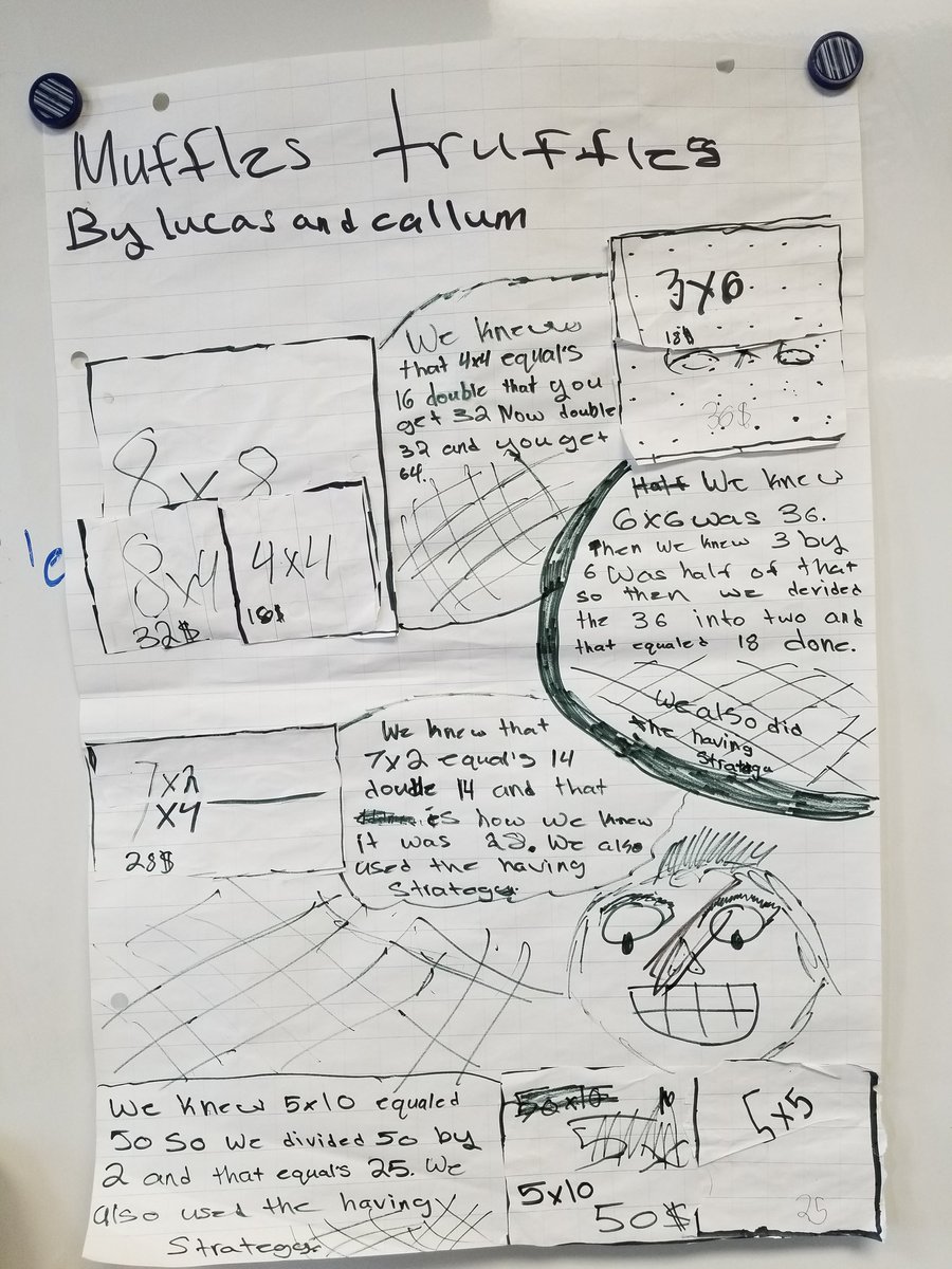mrskennedyhdsb's tweet photo. Math congess to explain strategies for using one multiplication fact to help with figuring out another one #justifyingthinking #findingtheproof #puttingthepiecestogether https://t.co/TtZUR14iWE