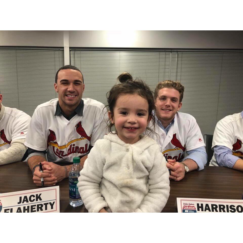 CarlaaAyala's tweet photo. We got to meet @TphamLV @aybaybader and @Jack9Flaherty today and my niece Avery got her picture taken with them! We are ready for some cardinal baseball! @Cardinals 😁 https://t.co/BNRTkPIAG8