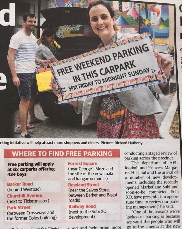 PennymmTaylor's tweet photo. Free Weekend Parking in #Subiaco
β€οΈπ΄π½ββοΈππNot just for Christmas ;-)
#Subi #LoveSubi #freeparking https://t.co/UdhXlcZaAo