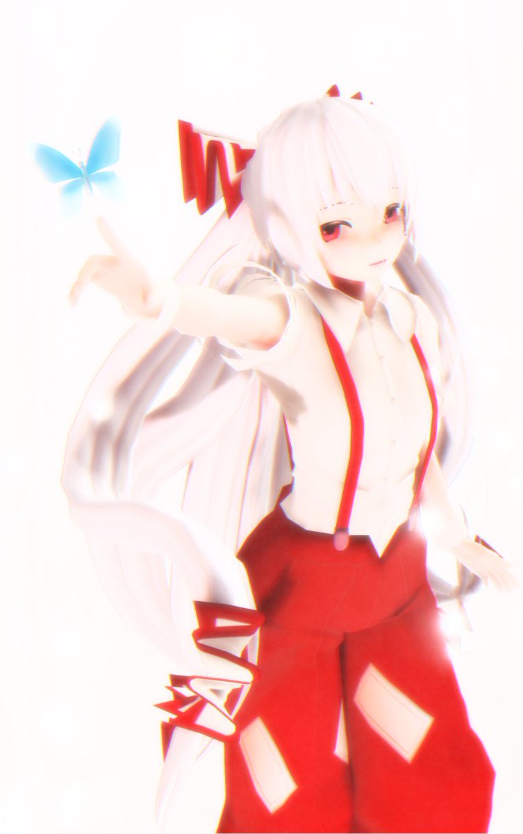 Snown Mmdイラスト交換会18 Oqymxx 様のイラストをmmd化させて頂きました 蝶などももう少し再現できればなと思ったのですが力及ばず にしても可愛いもこたんのイラストでした ありがとうございました